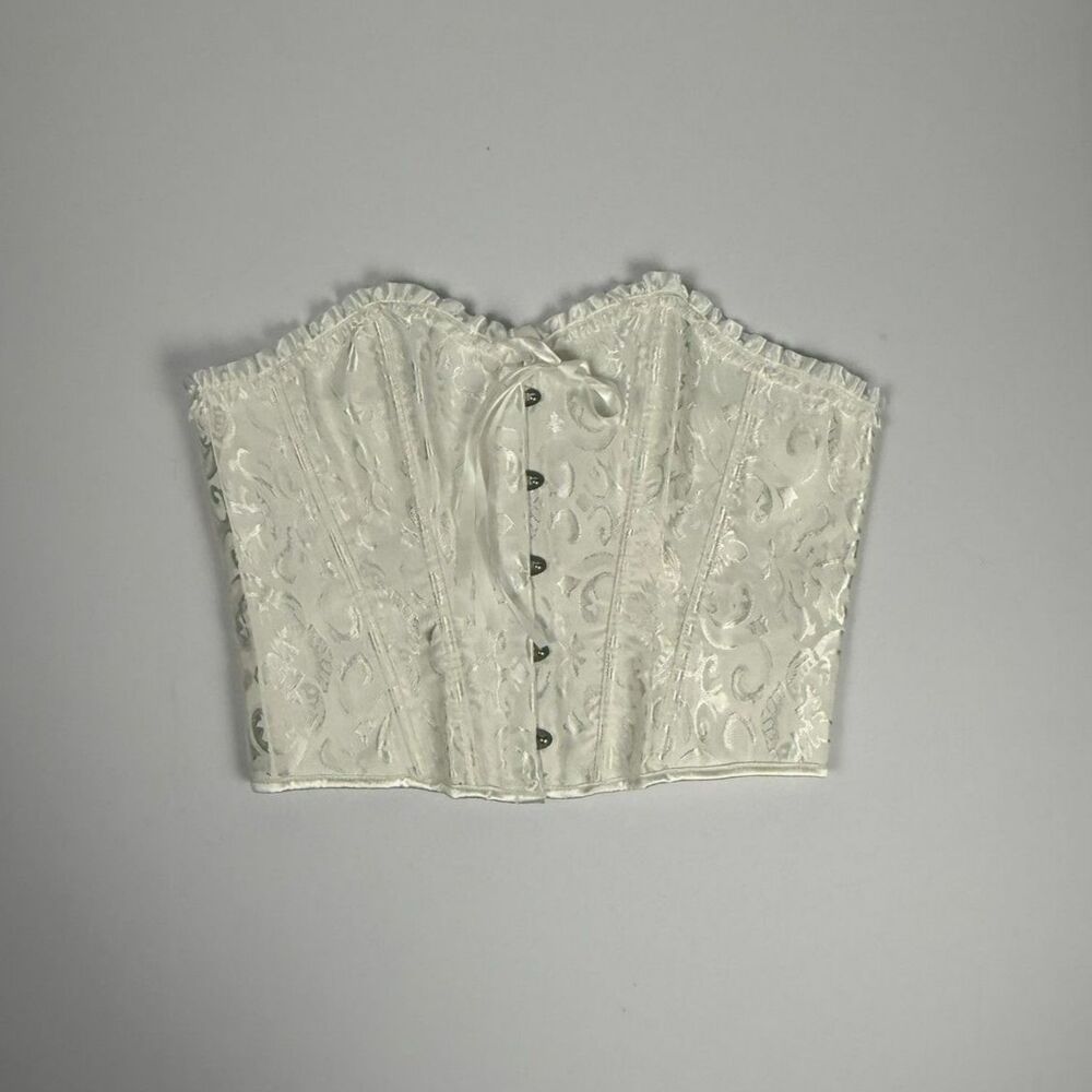 Women's Floral White Corset Bustier Top - L